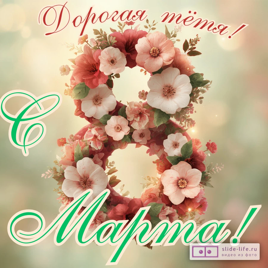 Красивая открытка с 8 марта тете