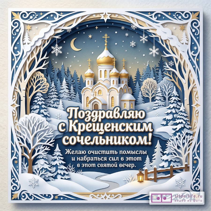 С Крещенским сочельником — красивая открытка с душевным поздравлением