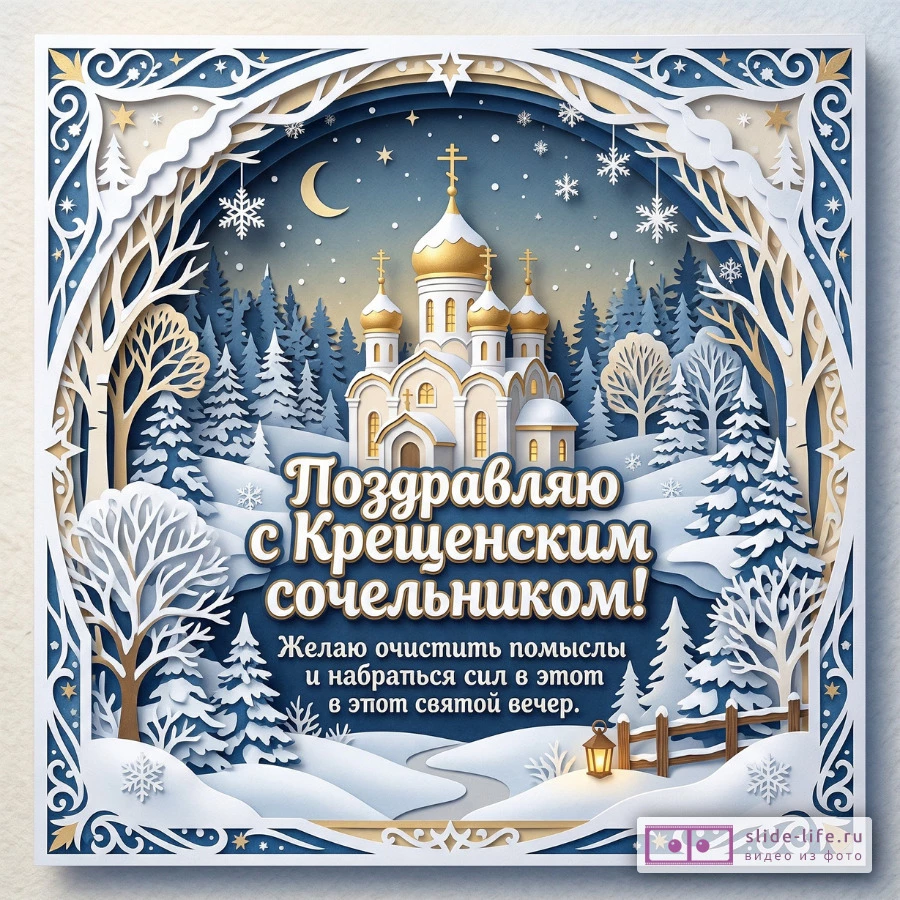 С Крещенским сочельником — красивая открытка с душевным поздравлением