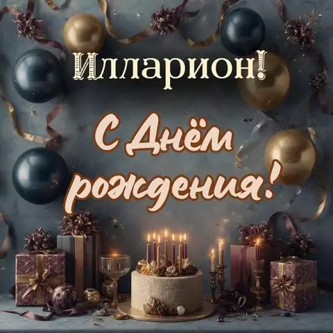Илларион, с Днём рождения! Красивая открытка