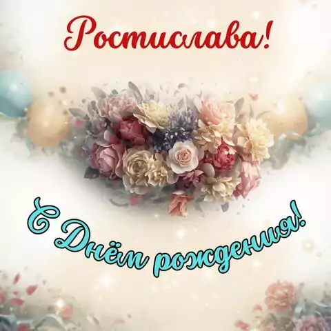 Ростислава, с Днём рождения! Стильная открытка