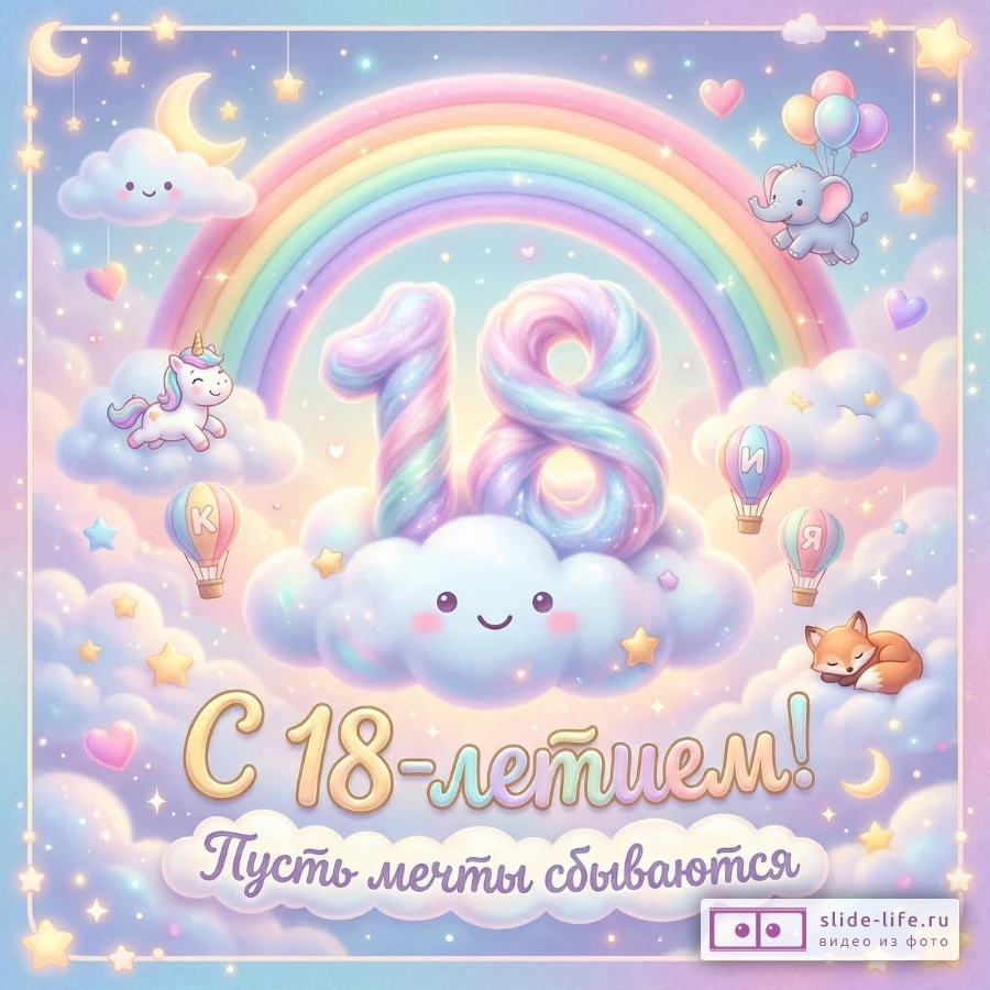 Открытка с совершеннолетием — нежные пожелания