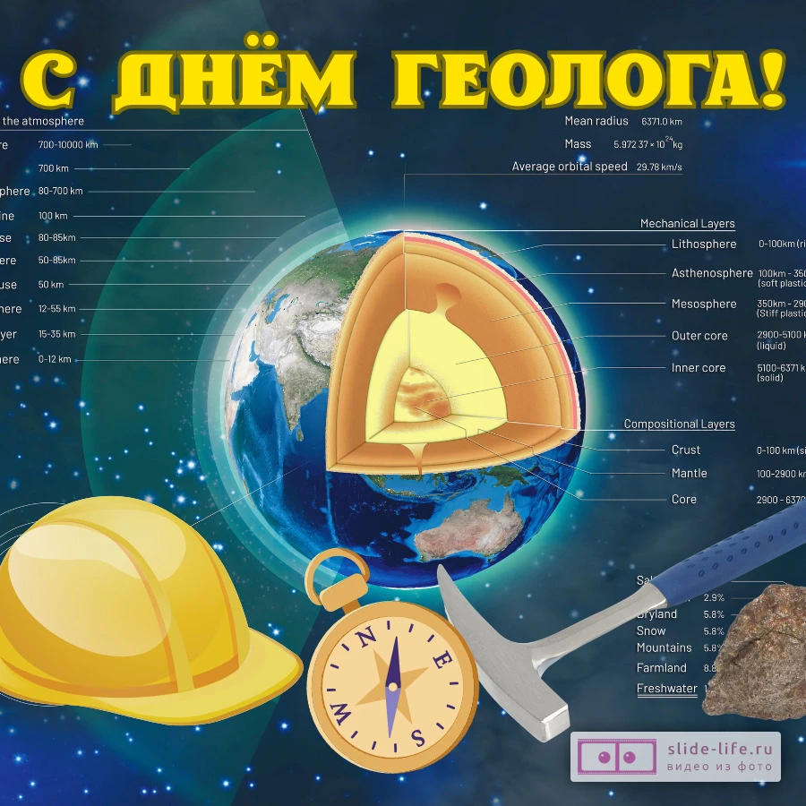 Оригинальная открытка с Днём геолога