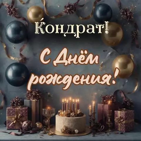 Кондрат, с Днём рождения! Красивая открытка