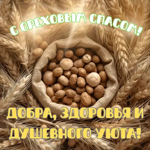Оригинальная открытка с Ореховым (Хлебным) спасом