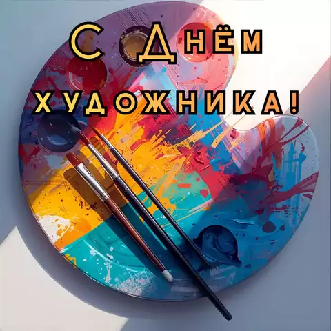 Красивая открытка с Днём художника
