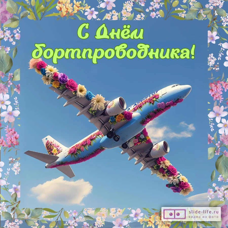 Оригинальная открытка с Днём бортпроводника