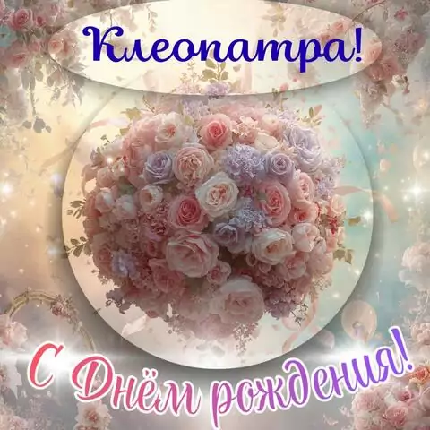 Клеопатра, с Днём рождения! Элегантная открытка