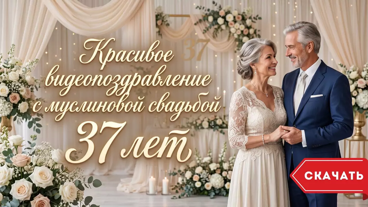 Видеопоздравление с Муслиновой свадьбой 37 лет о душевном просторе
