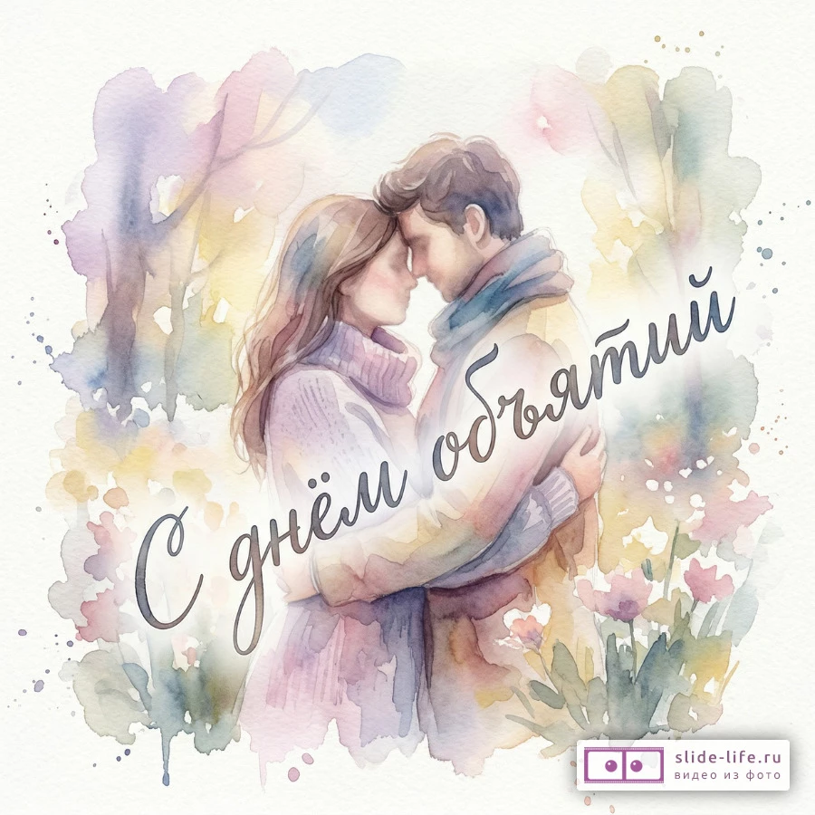 С днём объятий — трогательная открытка с надписью и поздравлением