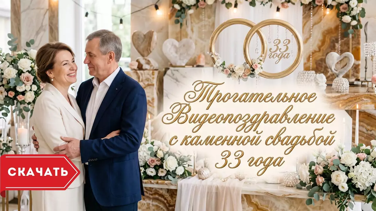 Видеопоздравление с каменной свадьбой о тихом счастье и уюте молчания