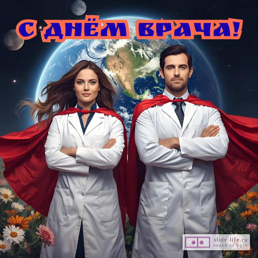 Оригинальная открытка с Днём врача
