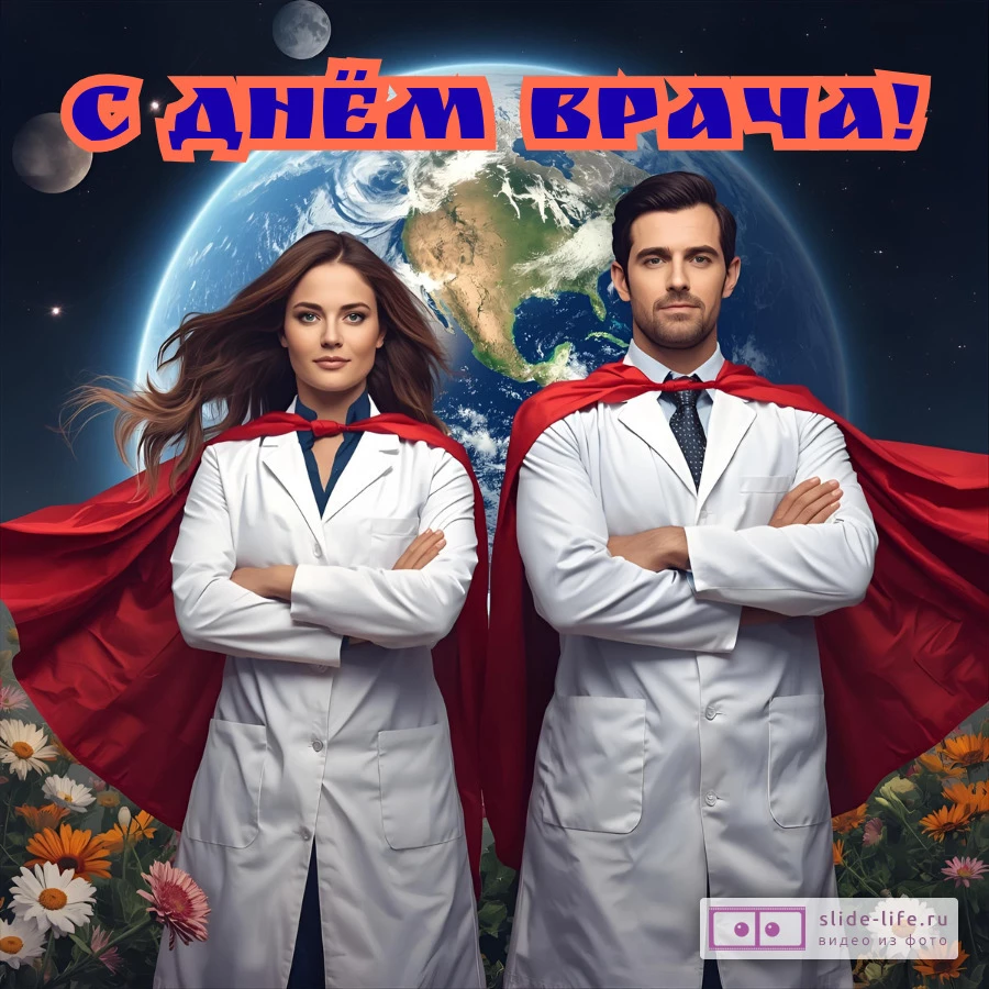 Оригинальная открытка с Днём врача