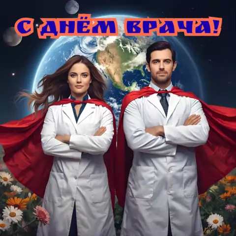Оригинальная открытка с Днём врача