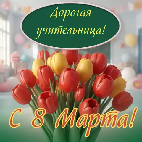 Открытка на 8 марта учительнице от учеников