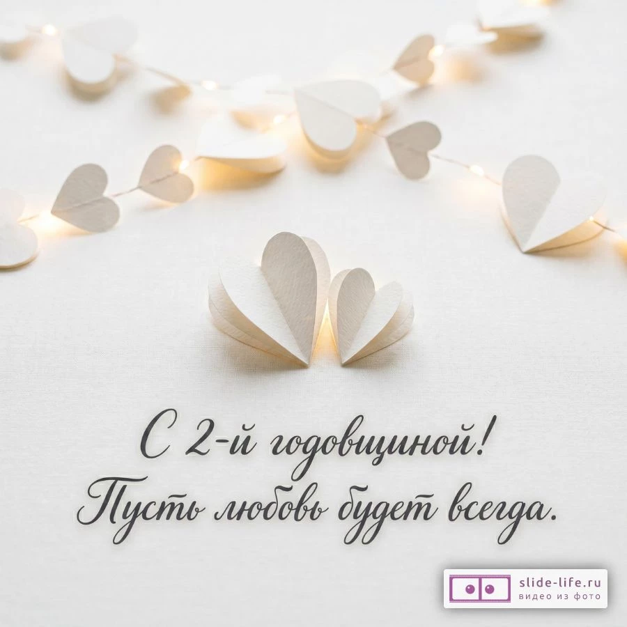 Открытки для 2-й годовщины свадьбы: любовные поздравления и пожелания