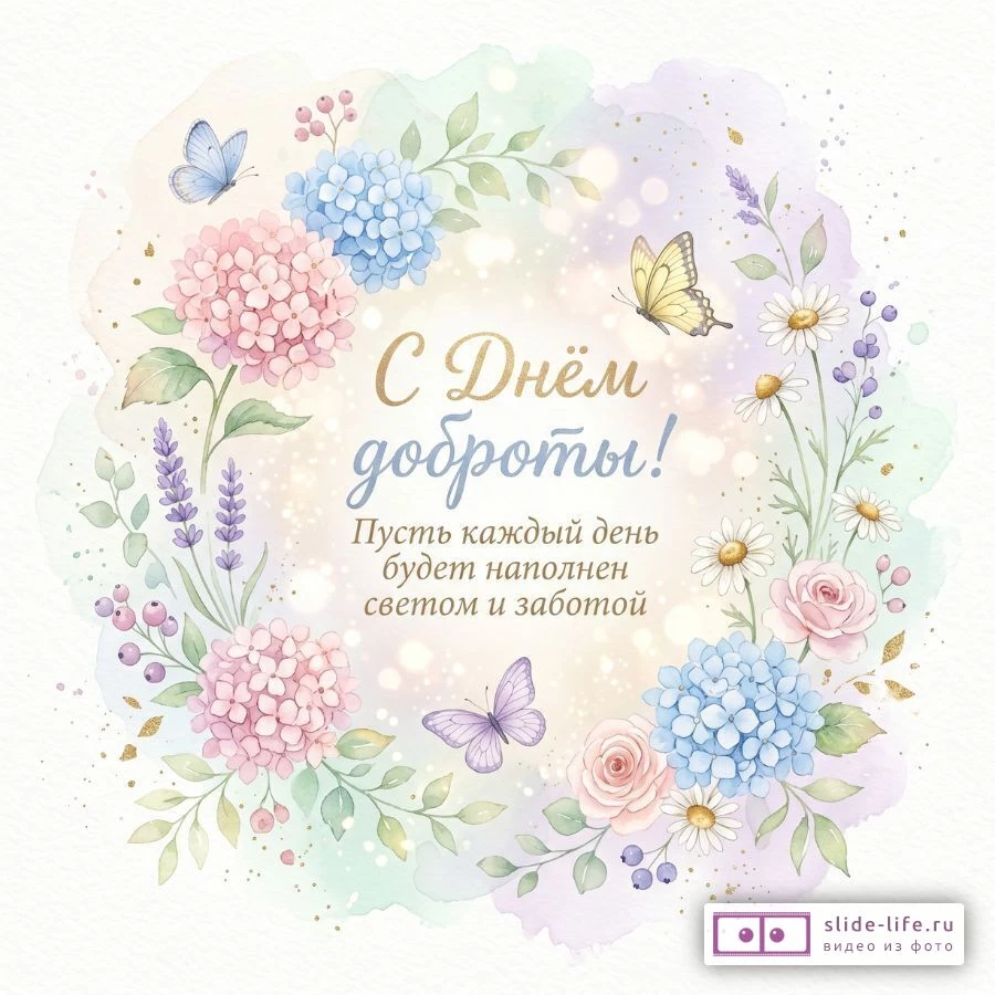 С Днём доброты: душевная открытка про любовь, заботу и теплj
