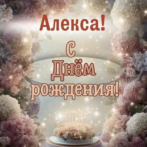 Алекса, с Днём рождения! Красивая открытка