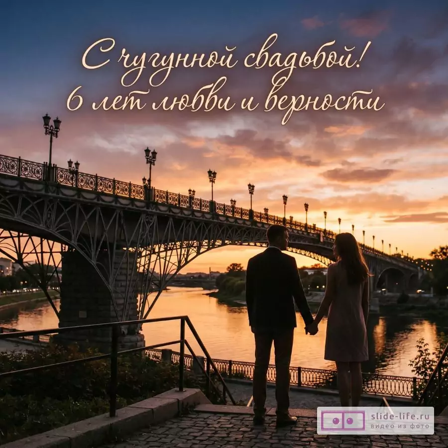 Поздравительная открытка на чугунную свадьбу 6 лет совместной жизни