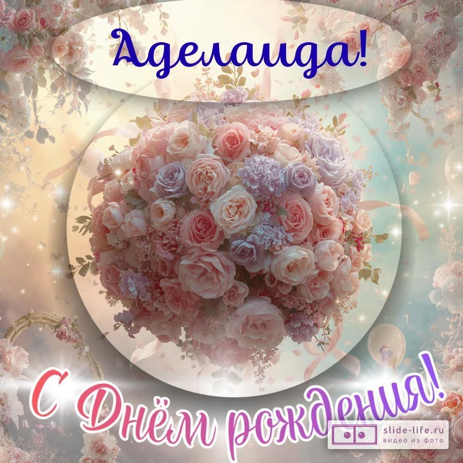 Аделаида, с Днём рождения! Элегантная открытка