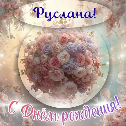 Руслана, с Днём рождения! Элегантная открытка