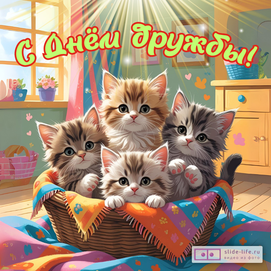 Милая открытка с днем дружбы