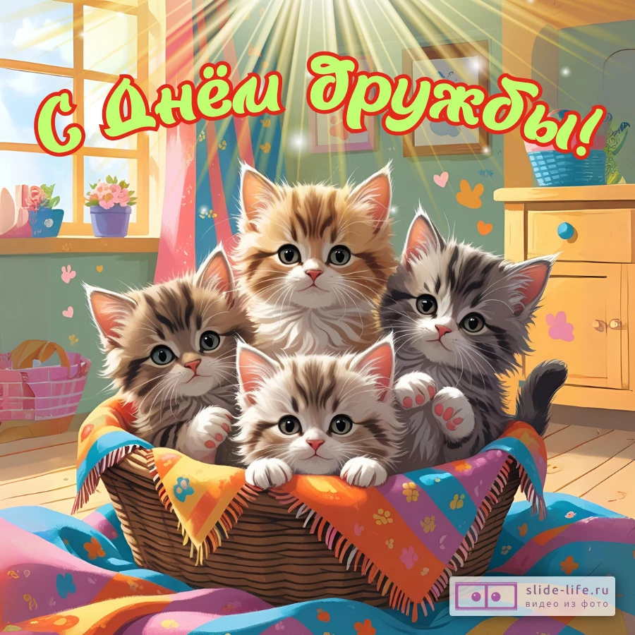 Милая открытка с днем дружбы
