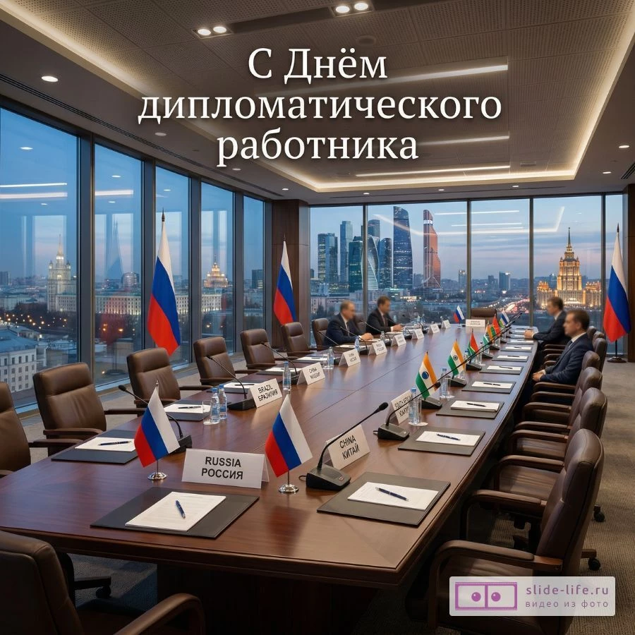 С Днем дипломата — яркая поздравительная открытка для коллег и друзей