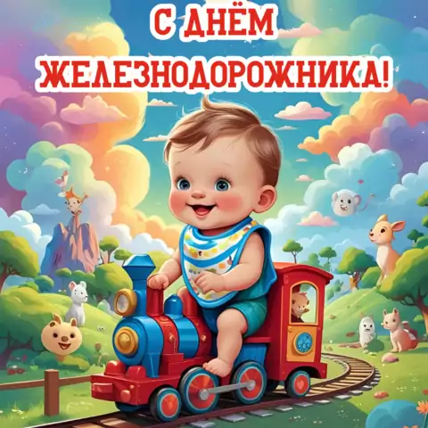 Оригинальная открытка с Днём железнодорожника