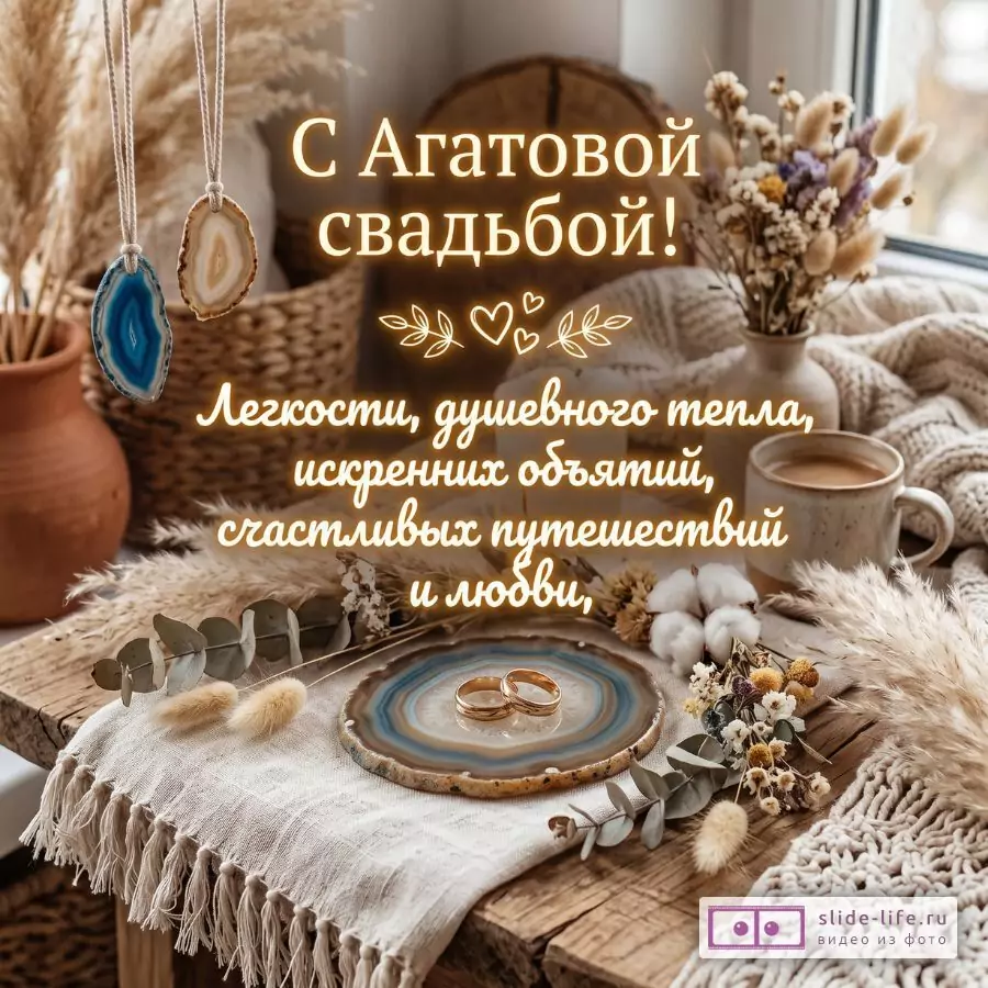 Самая красивая открытка с Агатовой свадьбой 14 лет