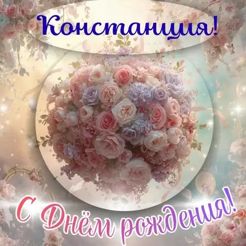 Констанция, с Днём рождения! Элегантная открытка