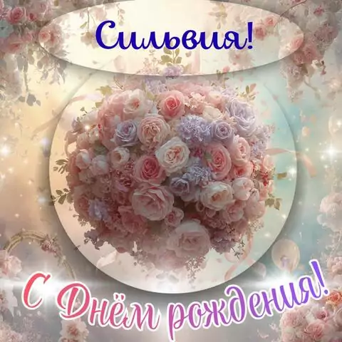 Сильвия, с Днём рождения! Элегантная открытка