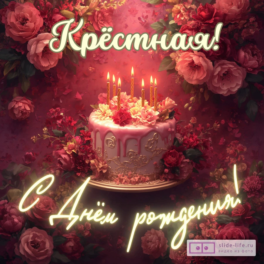 Стильная открытка с днем рождения крестной