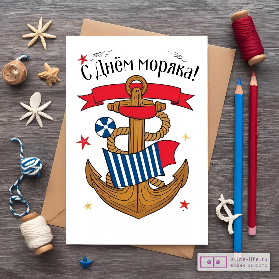 Необычная открытка с днем моряка