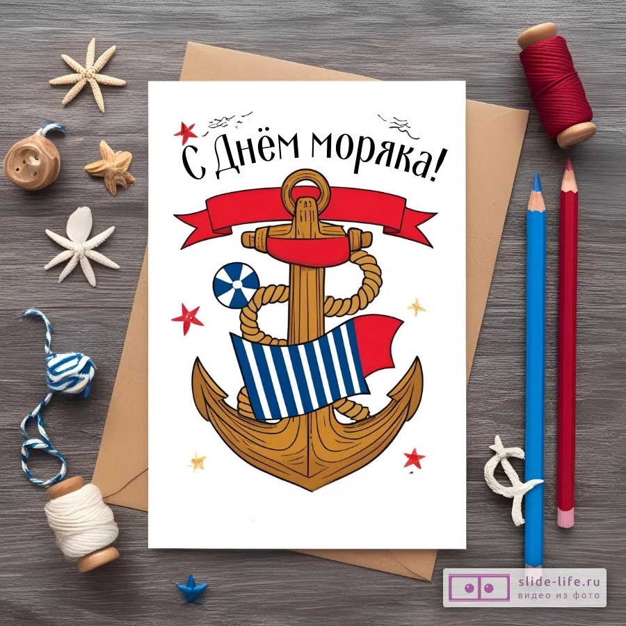 Необычная открытка с днем моряка