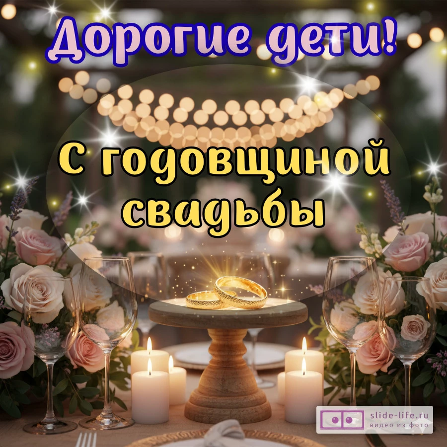 Открытка поздравление с годовщиной свадьбы детям