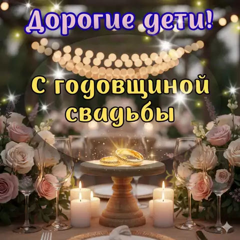 Открытка поздравление с годовщиной свадьбы детям