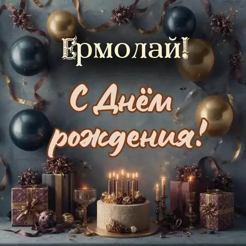 Ермолай, с Днём рождения! Красивая открытка