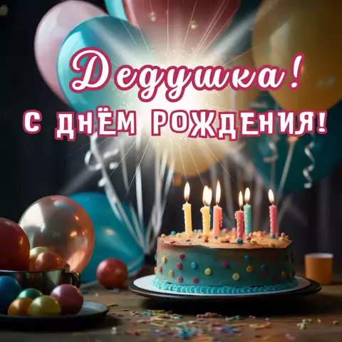 Открытка с днем рождения дедушке красивая