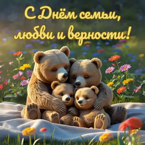 Оригинальная открытка с Днём семьи любви и верности