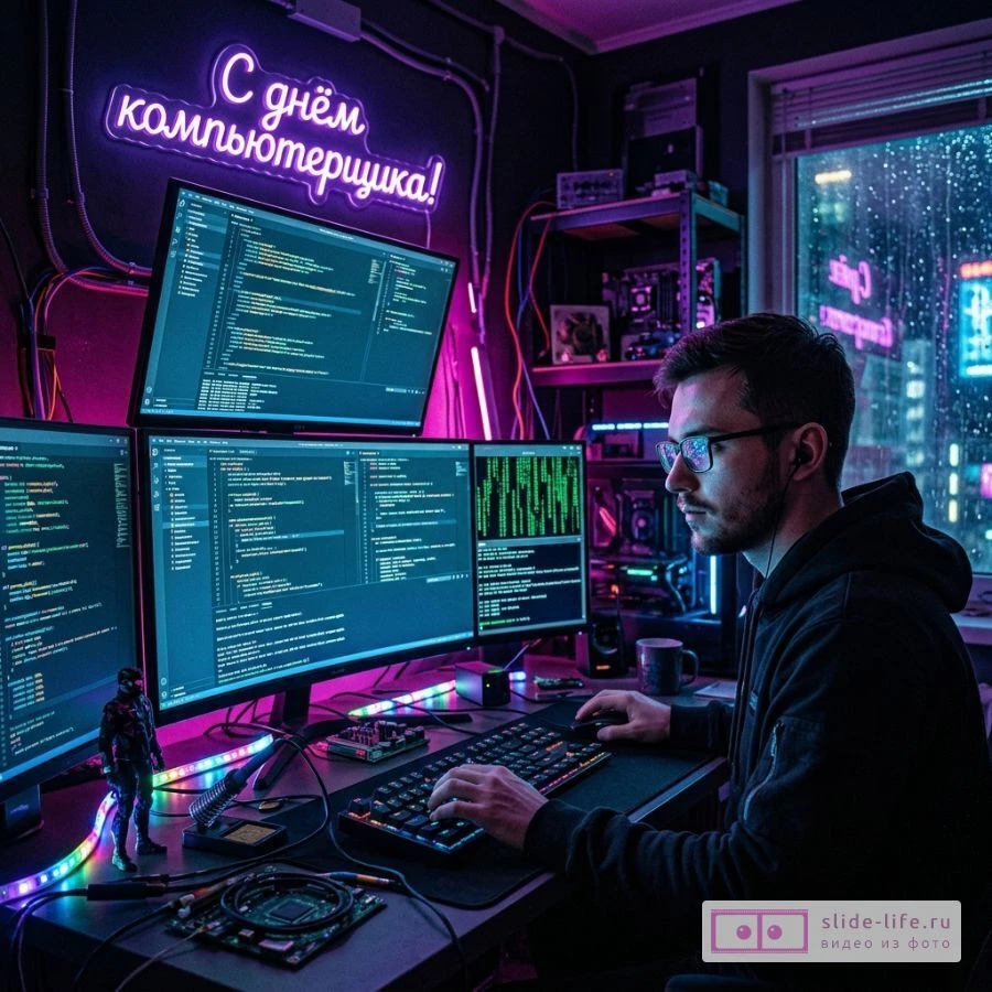 Оригинальная открытка с Днём компьютерщика