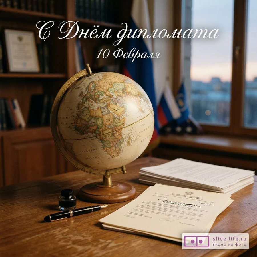 С Днем дипломатического работника — официальная открытка с поздравлением