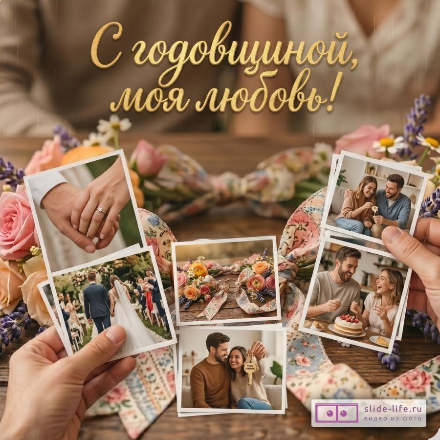 Ситцевая свадьба: год ярких воспоминаний и счастья, открытка