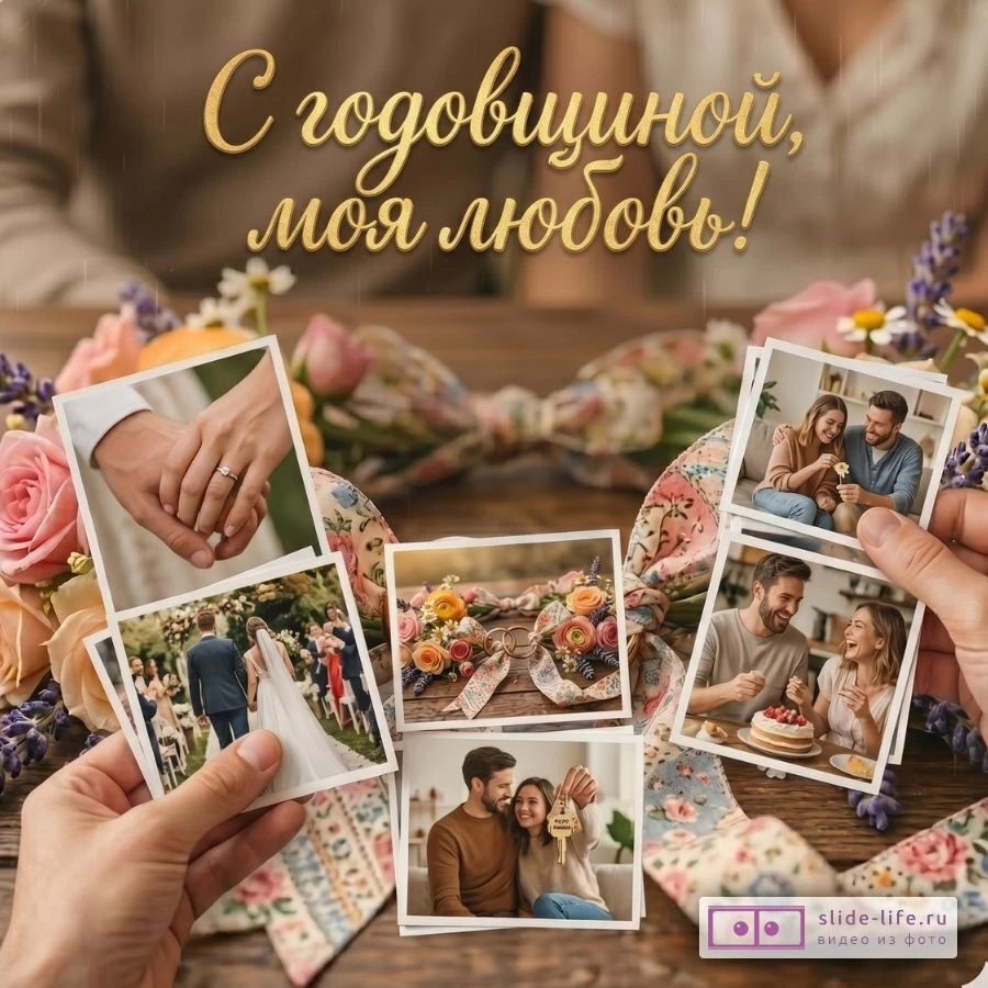 Ситцевая свадьба: год ярких воспоминаний и счастья, открытка