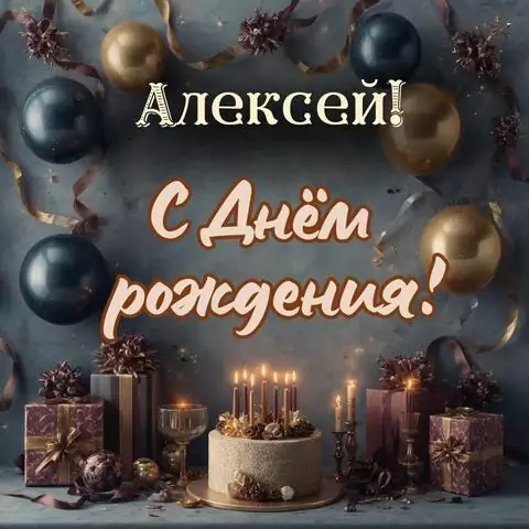 Алексей, с Днём рождения! Красивая открытка