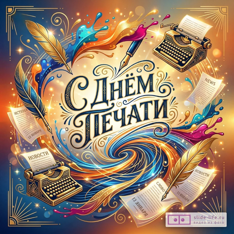 Оригинальная открытка с Днём печати