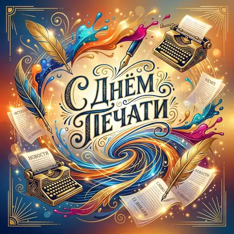Оригинальная открытка с Днём печати