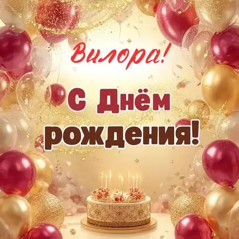 Вилора, с Днём рождения! Современная открытка