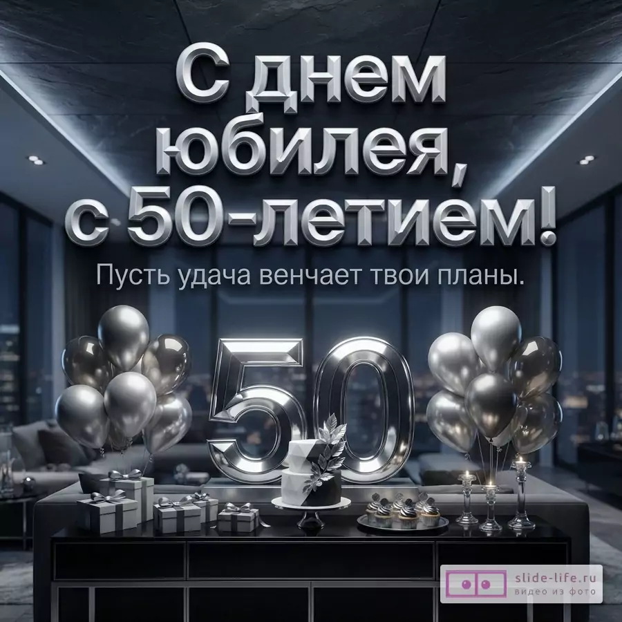 Открытка мужчине на юбилей 50 лет с пожеланием удачи в планах