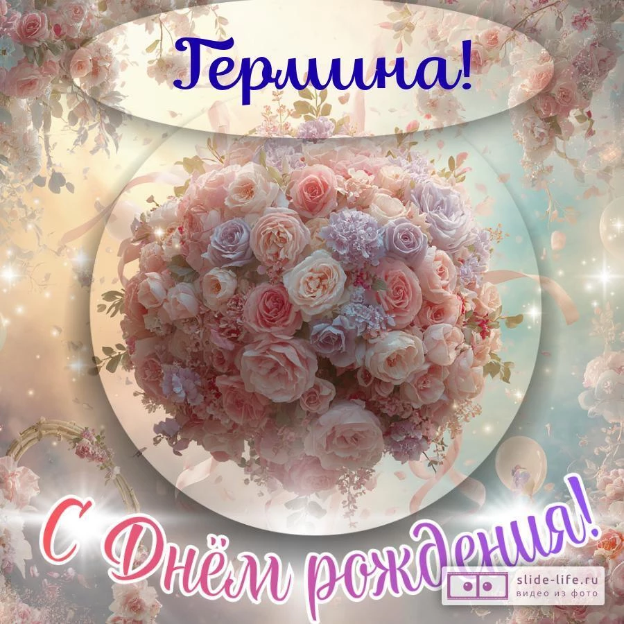 Гермина, с Днём рождения! Элегантная открытка